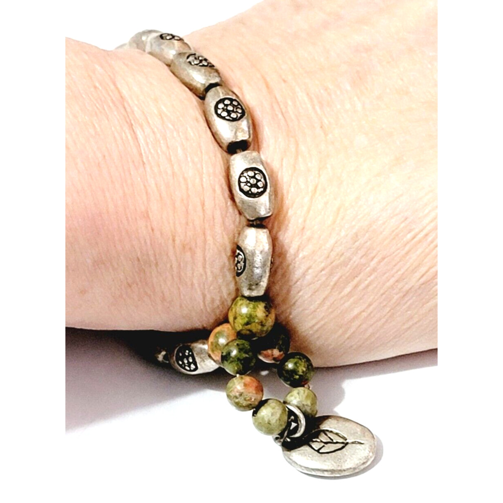 Boho Floral‎ Unakite Stretch Bracelet Flowers 'Growth' Inspiration sbr-24